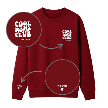“Cool Moms Club” – Sweat-shirt personnalisé brodé avec les prénoms des enfants et la date